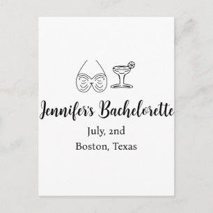 Junggesellinnenabschied-Bikini-Glas-Cocktail mit N Postkarte