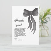 Junggesellinnenabschied Black Bow She's Tying the Dankeskarte (Stehend Vorderseite)