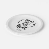 Junggesellinnenabschied Black Bow She's Tying the  Pappteller (Schrägansicht)