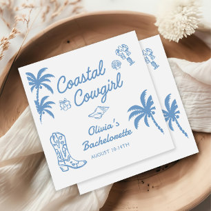 Junggesellinnenabschied Blaue Küsten-Cowgirl Serviette