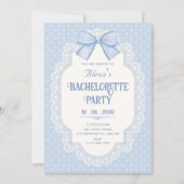 Junggesellinnenabschied Blue bow choquette Einladung (Vorderseite)