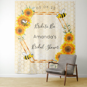 Junggesellinnenabschied Braut Biene Sonnenblumen H Wandteppich