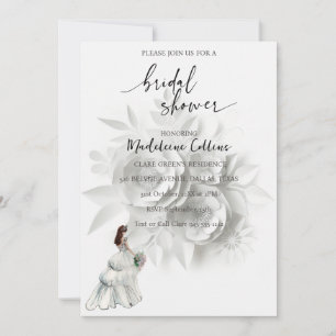 Junggesellinnenabschied Brautkleid Blumen Einladun