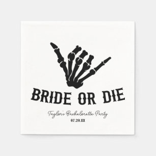 Junggesellinnenabschied Bride or Die Rockstar-Skel Serviette