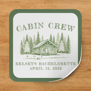 Junggesellinnenabschied Cabin Crew Green Camp Quadratischer Aufkleber