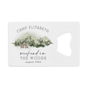 Junggesellinnenabschied Camping Wochenende im Wald Geldbeutel Flaschenöffner