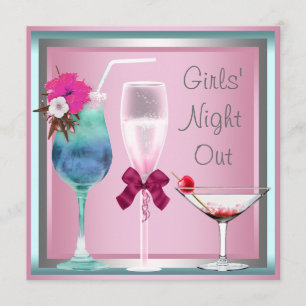 Junggesellinnenabschied-Cocktails in Rosa, Türkis Einladung