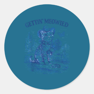 Junggesellinnenabschied Cowboy Cowgirl wird miaut Runder Aufkleber