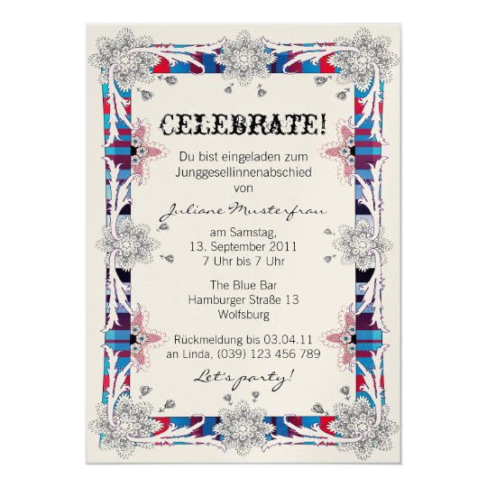 Junggesellinnenabschied Deutsche Version 12,7 X 17,8 Cm Einladungskarte
