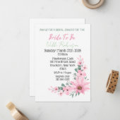 Junggesellinnenabschied Einladung Rosa Blumen (Vorderseite/Rückseite Beispiel)