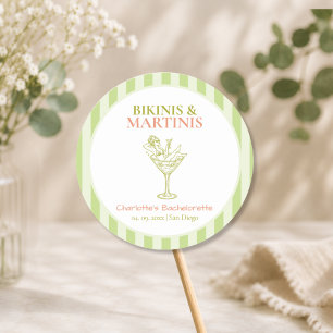 Junggesellinnenabschied Favor Bikinis und Martinis Runder Aufkleber