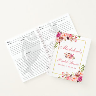 Junggesellinnenabschied Floral Pink Blush Rezept Notizblock