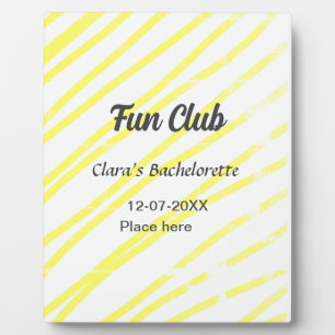Junggesellinnenabschied Fun Club gelbe Linien Hint Fotoplatte