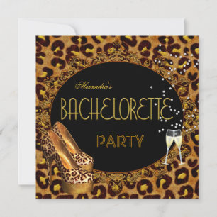 Junggesellinnenabschied Gold Leopard Black Schuhe Einladung