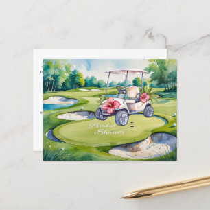 Junggesellinnenabschied Golf mit Golfwagen für die Postkarte