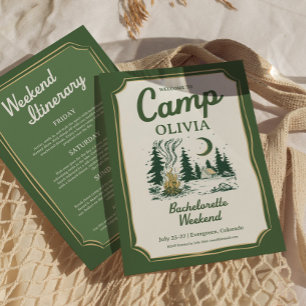 Junggesellinnenabschied Grünes Glamping-Itinerary Einladung