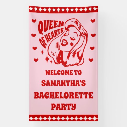 Junggesellinnenabschied Herzkönigin Willkommen Banner (Vertikal)