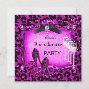 Junggesellinnenabschied Hot Pink Leopard Black Sch Einladung