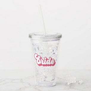 Junggesellinnenabschied im Retro-Schriftstil Pink Acryltrinkbecher