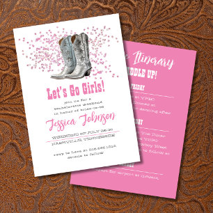 Junggesellinnenabschied im Western Stil Pink Let's Einladung