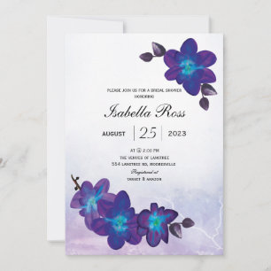 Junggesellinnenabschied in Lila Türkis Blau Orchid Einladung