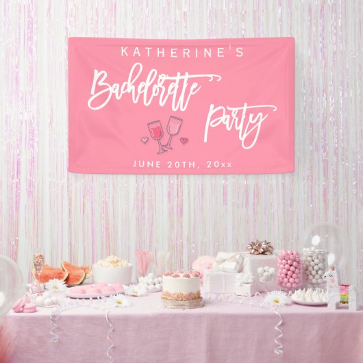 Junggesellinnenabschied in Rosa und Weiß Banner (Party)