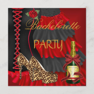 Junggesellinnenabschied Korsett Schwarz Rot Kleid  Einladung
