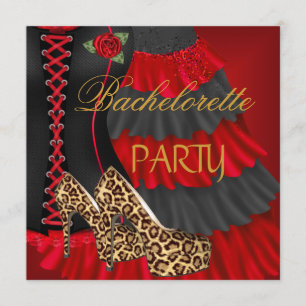 Junggesellinnenabschied Korsett Schwarz Rote Kleid Einladung