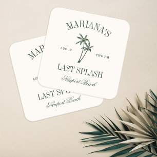 Junggesellinnenabschied Last Splash Beach Palms Rechteckiger Pappuntersetzer