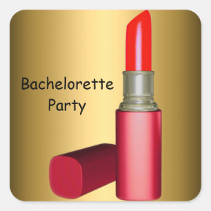 Junggesellinnenabschied Lippenstift Hochzeit Jungg Quadratischer Aufkleber
