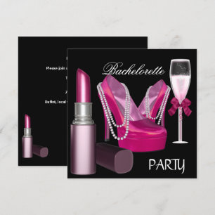 Junggesellinnenabschied Lippenstift Rosa Schuhe Ch Einladung