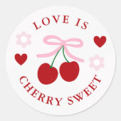 Junggesellinnenabschied Love Is Cherry Sweet Runder Aufkleber (Vorderseite)