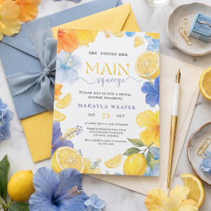 Junggesellinnenabschied Main Squeeze Lemon Blue Fl Einladung