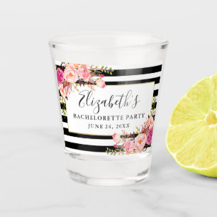 Junggesellinnenabschied mit Aquarell-Rosa-Blumen-S Schnapsglas