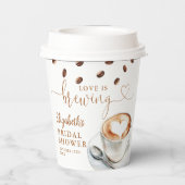 Junggesellinnenabschied mit Kaffee-Thema: Love Is  Pappbecher (Rückseite)