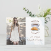 Junggesellinnenabschied mit Kaffee und Croissants Dankeskarte (Stehend Vorderseite)