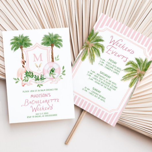 Junggesellinnenabschied mit Palm Springs Monogramm Einladung