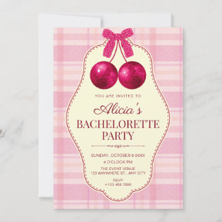 Junggesellinnenabschied mit rosa Disco-Kugel Einladung