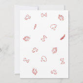 Junggesellinnenabschied mit rotem Doodle-Rahmen Th Einladung (Rückseite)
