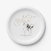 Junggesellinnenabschied mit Schwarzer Schleife Pappteller (Vorderseite)