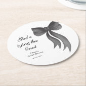 Junggesellinnenabschied mit schwarzer Schleife - S Runder Pappuntersetzer (Angewinkelt)