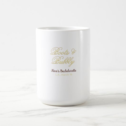 Junggesellinnenabschied-Name Boots & Bubble gelb g Kaffeetasse (Mittel)