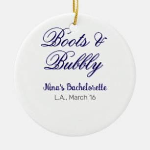 Junggesellinnenabschied-Name Boots & Bubble lila O Keramik Ornament