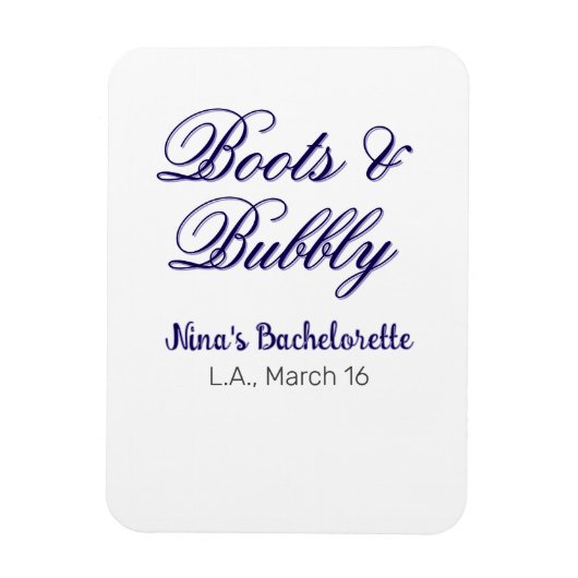 Junggesellinnenabschied-Name Boots & Bubble lilaor Magnet (Vertikal)