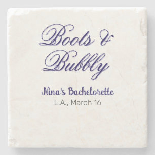 Junggesellinnenabschied-Name Boots & Bubble lilaor Steinuntersetzer