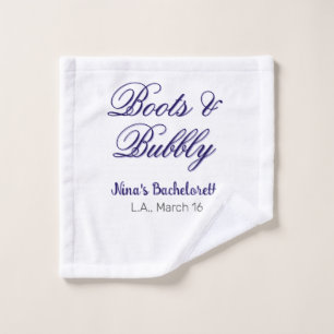 Junggesellinnenabschied-Name Boots & Bubble lilaor Waschlappen