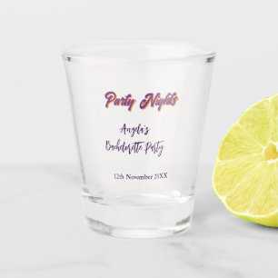 Junggesellinnenabschied Name Datum lila Schnapsglas