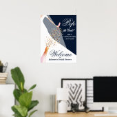 Junggesellinnenabschied Navy Blau Willkommensposte Poster (Heimbüro)