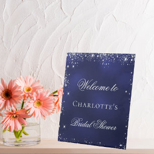 Junggesellinnenabschied navyblau silber glitzern W Sockelschild