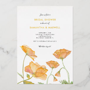 Junggesellinnenabschied Orange Floral Wasserfarbe Folieneinladung